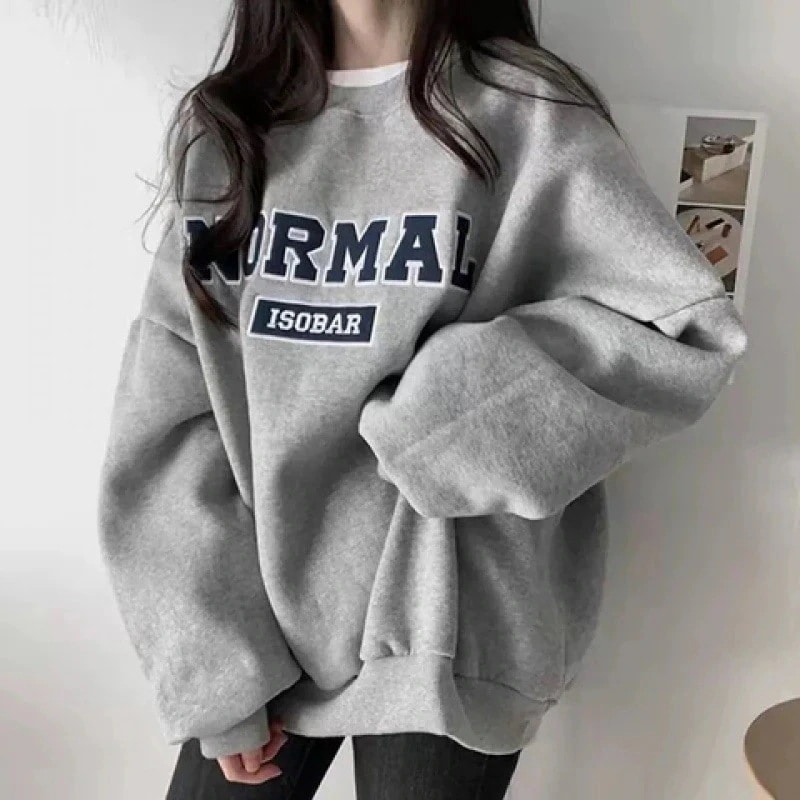 パーカー ゆったりスウェット スウェット あったかルームウェアグレーのキャップなしクルーネックにスエードのパーカー女性ゆったりミディアム秋冬厚めbfけだるい長袖トップス
