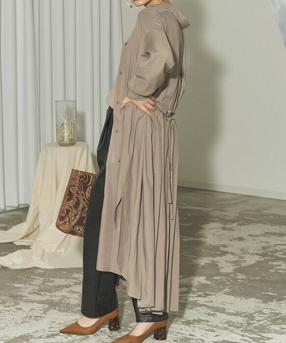 オーバーサイズ婦人服 春秋 長袖 シンプル ゆったり カジュアル ロング 日韓 シャツワンピース