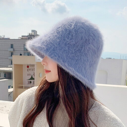 秋冬の新型女性の日系保温ウサギ毛バケツ帽屋外旅行ファッション純色ドーム帽子潮 秋冬の新型女性の日系保温ウサギ毛バケツ帽屋外旅行ファッション純色ドーム帽子潮