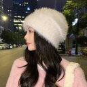 秋冬新作帽子 韓国ファッション 顔が小さくてミンクの毛を模したニット帽子供の冬の新型日系保温ゆったり頭周り耳保護毛糸帽子