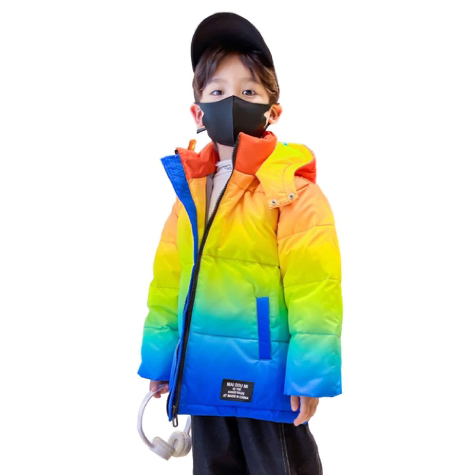 子供服 ダウンジャケット 男の子 ダウンコート フード付き グラデーション かっこいい 中綿ジャケット キッズ 暖かい 防風 おしゃれ アウター 通学 雪遊び ボーイズ 冬