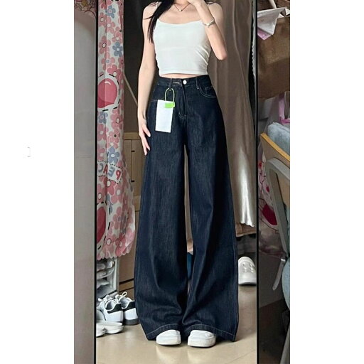 デニムパンツ ワイドレッグジーンズレディースイウエストルーズレトロストレートジーンズパンツ デニムパンツ ワイドレッグジーンズレディースイウエストルーズレトロストレートジーンズパンツ