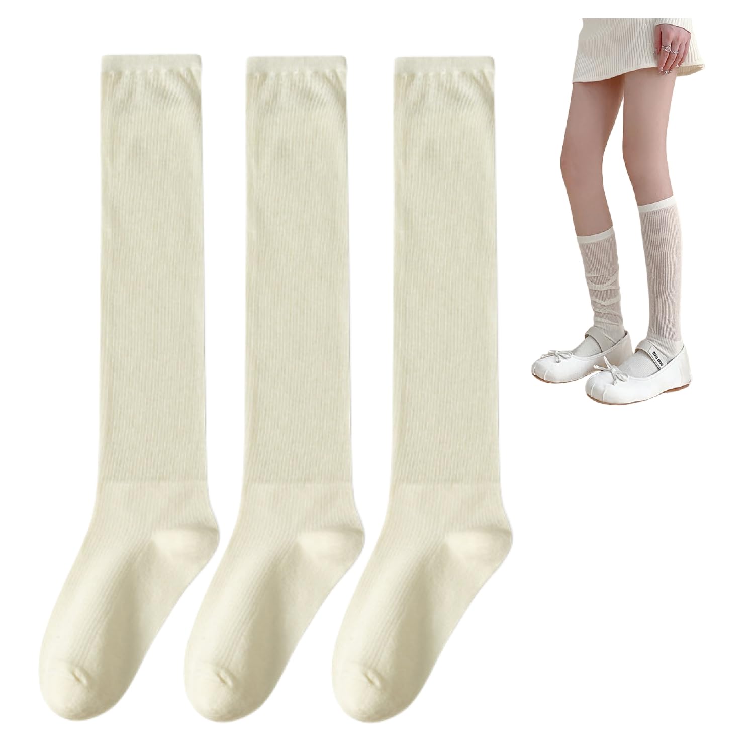 レディース シースルー ソックス ハイソックス 3足セット クルーソックス ルーズソックス JK 靴下 22〜24cm 通気 速乾 可愛い おしゃれ TRGS-728