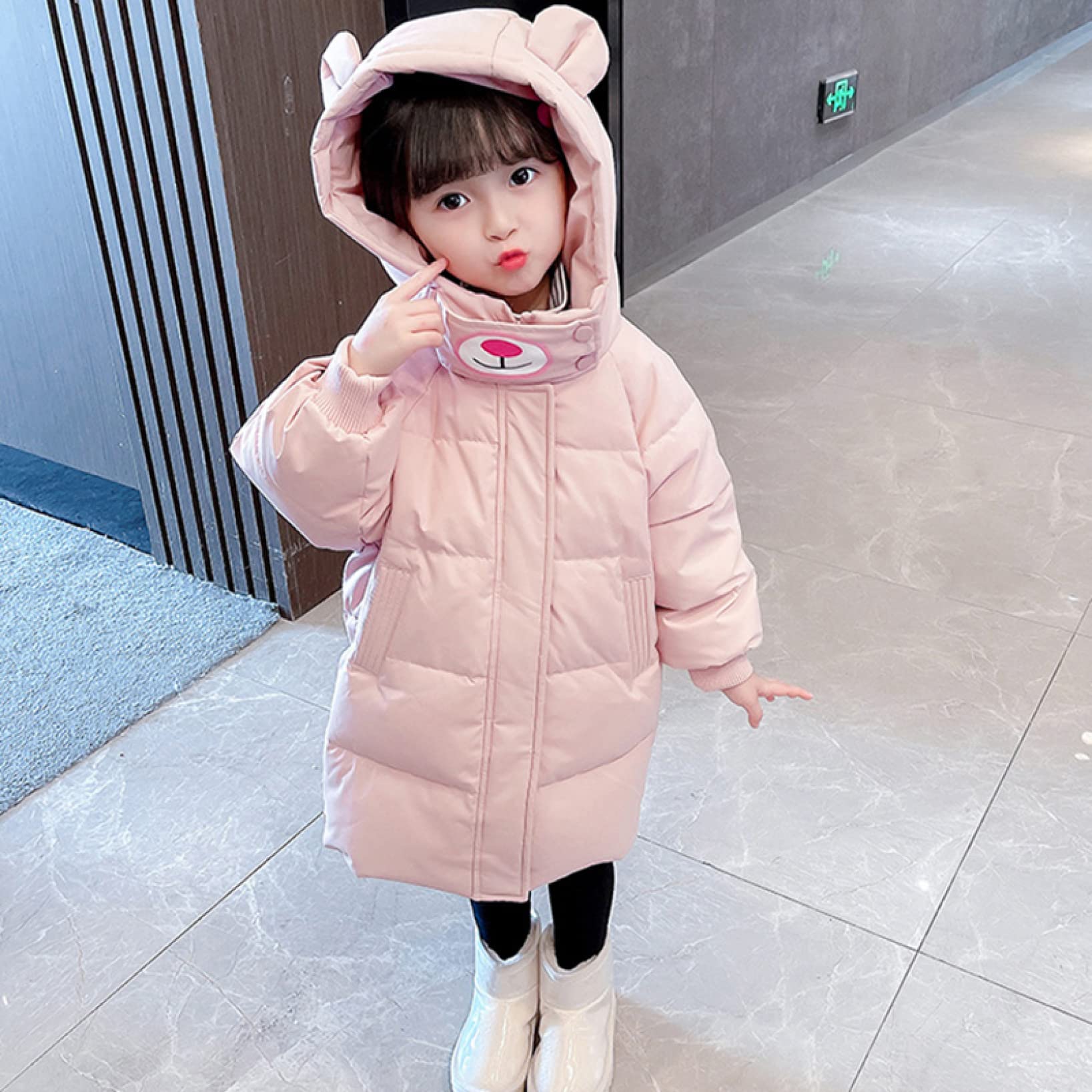 楽天のぼりざかしょっぷキッズ ダウンジャケット チュニック丈 子供服 女の子 中綿コート フード付き ジッパー 防寒ジャケット 厚手 ダウン ロングコート 秋冬 通学 通園 アウトドア 洋服 防寒服 アウターウェア カジュアル おしゃれ ベビー服