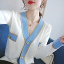 ニットカーディガン レディース 秋冬新作30代長袖 ニットトップス vネックカーディガン セーター ゆったりアウター 大人 おしゃれ 秋服20代30代(4)