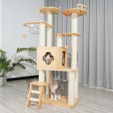 キャットタワー ねこぞく ツインタワー 木製 据え置き ( キャットツリー 猫タワー 天然木 爪とぎ キャットハウス おしゃれ インテリア )