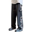 メンズ ロングパンツ ステッチ ストレート パンツ メンズ ゆったり パンツ ウエストゴム ウエスト ボトムス ゆったり 大きいサイズ 定番 メンズ