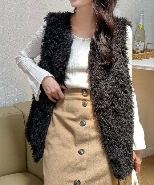 ダウンベスト ダウン プードルファーベスト レディース