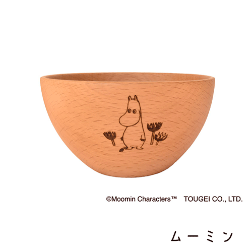 【送料無料】ムーミン スープボウル 木製 Φ120x65mm 1個入ムーミン スナフキン リトルミイ 食器 お椀 食事 天然木 キャンプ アウトドア 籐芸 2