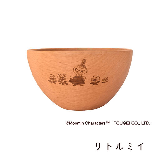 【送料無料】ムーミン スープボウル 木製 Φ120x65mm 1個入ムーミン スナフキン リトルミイ 食器 お椀 食事 天然木 キャンプ アウトドア 籐芸 3