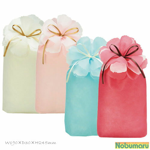 【※5点までメール便送料230円】ブルーミング巾着BAG 1枚入り キナリ ホワイト ピンク ブルー レッド プレゼント ギフト ラッピング 包装 かわいい 花