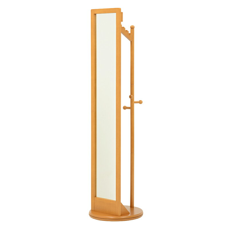 収納＋姿見 ハンガー付き スタンドミラー 回転式 ハンガー付きミラー 全身 収納 姿見 ミラー付きハンガーラック おしゃれ ホワイト ナチュラル 安い 激安
