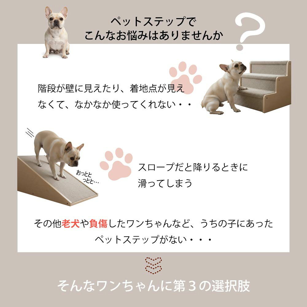 ペット 階段 2段 ドッグステップ ペットステップ ペット用ステップ ペット スロープ ステップ ペット用品 介護 犬 滑り止め カバー洗濯可能 室内犬 小型犬 中型犬 大型犬 高齢犬 シニア犬 介護用品 ペット用階段 noco-m-10014544 noconoco・キッチン サンプル画像2