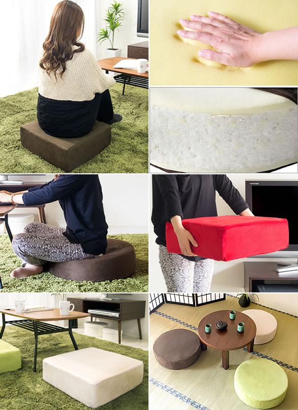 【4日★枚数限定＼全品20%OFFクーポン/】 形はシンプルでも極厚 低反発 リビングクッション 丸型 50φ 円形 座布団 低反発クッション 丸 厚手 ふかふか ウレタン [2]