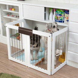 家具に収まる 折りたたみ 犬用ケージ 幅90 ホワイト 完成品 【送料無料】 小型犬 おしゃれ サークル 室内 木製 犬用サークル ゲージ ペットゲージ 日本製 収納付き ドッグケージ 白