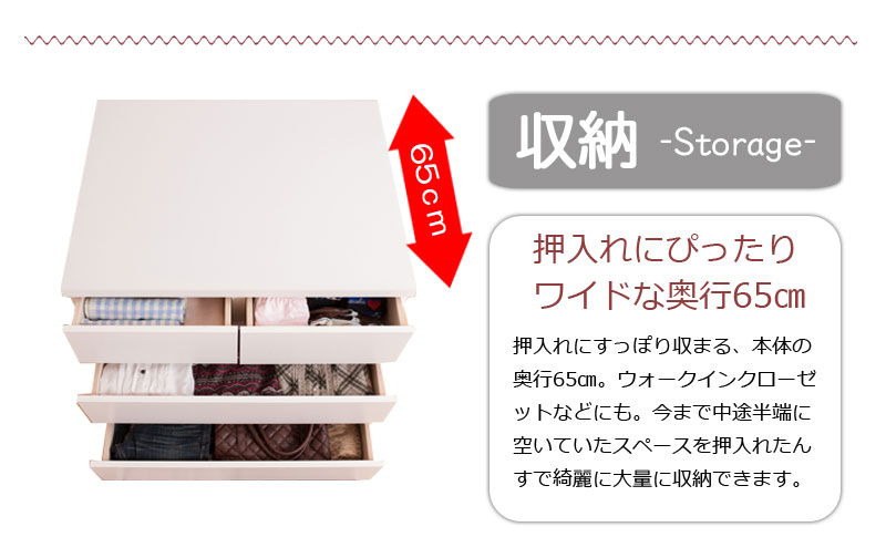 押し入れにピッタリ奥行65cm 押し入れ収納 キャスター付き 3段 引き出し 幅75 完成...