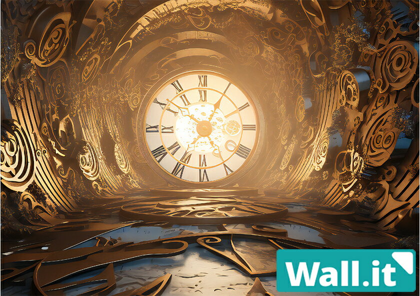 【Wall.it A4 フィギュアディスプレイケース専用背面デザインシート 横向】 タイムスリップ 時計 アン..