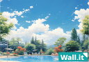 【20日★80枚★全品5%OFFクーポン】 【Wall.it A4 フィギュアディスプレイケース専用背面デザインシート 横向】 プール 高級リゾート 青空 風景 夏空 積乱雲 入道雲 ホテル|詳細画像