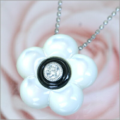 K18ホワイトゴールド　白蝶貝ダイヤフラワーネックレス【061109宣言10】