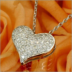 【52%OFF】K18WGダイヤ ハートネックレス【0610c＿大特価】【0610p＿大特価】