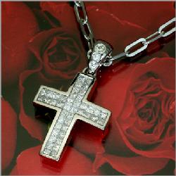 K18WGダイヤ[0.5ct]クロスネックレス［メンズジュエリー］【0608超得】