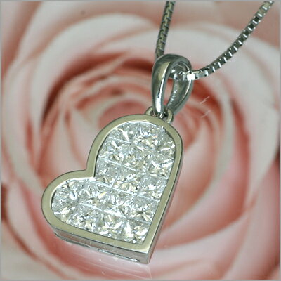 【54%OFF】K18WGダイヤハート［ミステリーセッティング］ネックレス【0610c＿大特価】