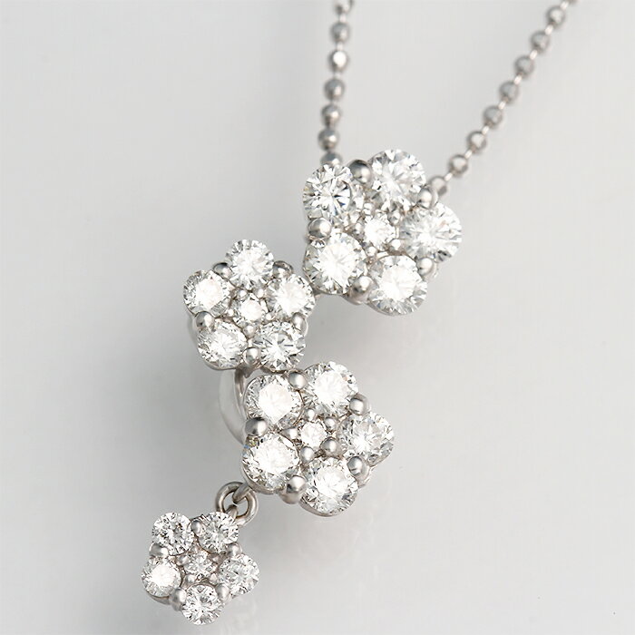 【返品保証】【交換保証】プラチナ ダイヤモンド フラワーネックレス 0.8カラット 記念日 誕生日 ダイア ジュエリー