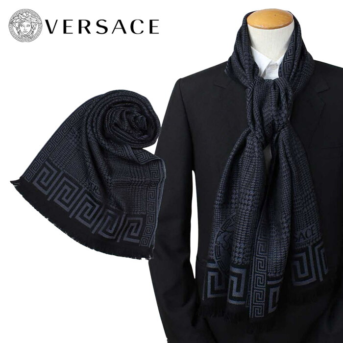 VERSACE マフラー ヴェルサーチ ベルサーチ メンズ ウール イタリア製 カジュアル ビジネス 0665