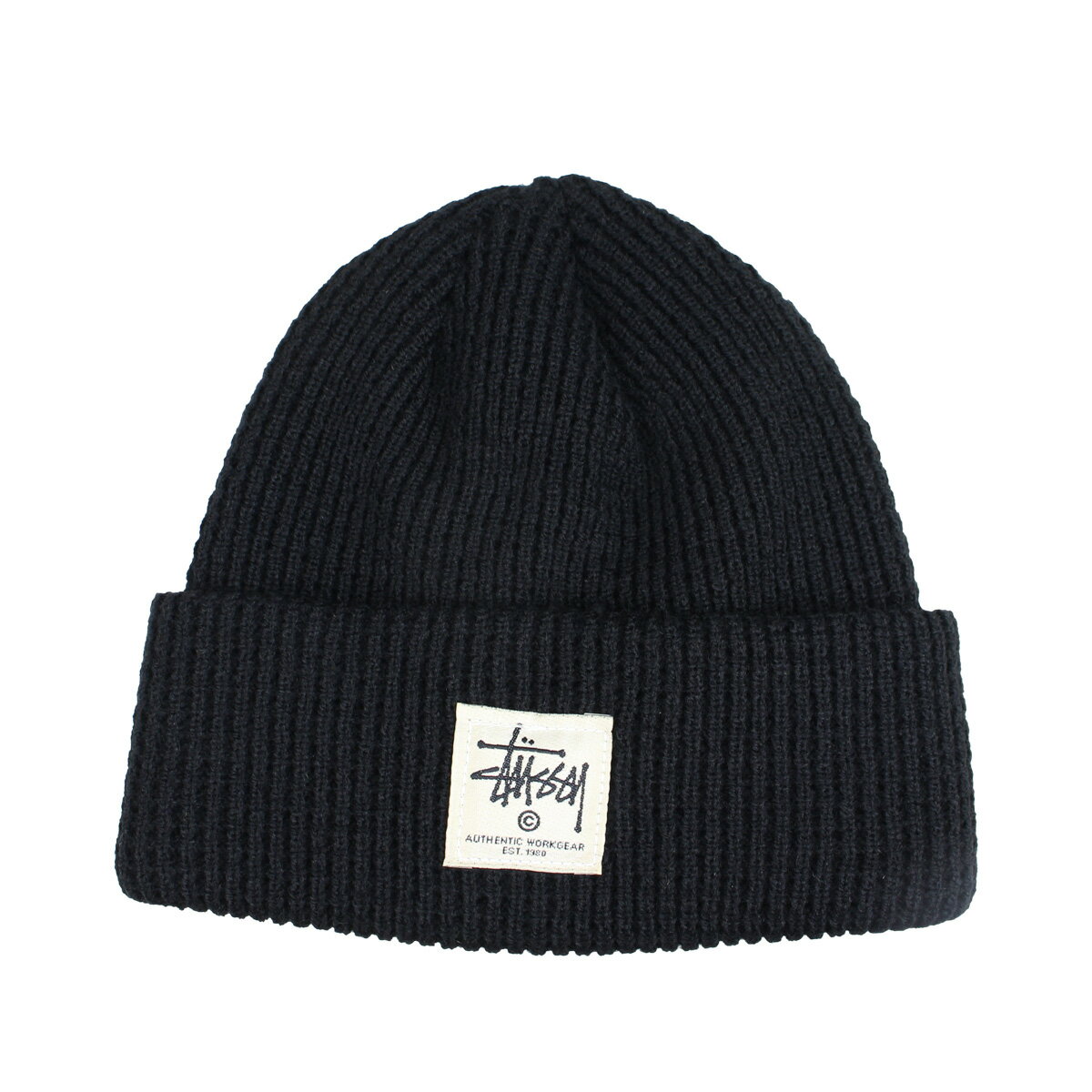 STUSSY WAFFLE KNIT CUFF BEANIE ステューシー ニットキャップ ニット帽 メンズ レディース ブラック 黒 132903 [予約商品 6/18頃入荷予定 新入荷] [196]