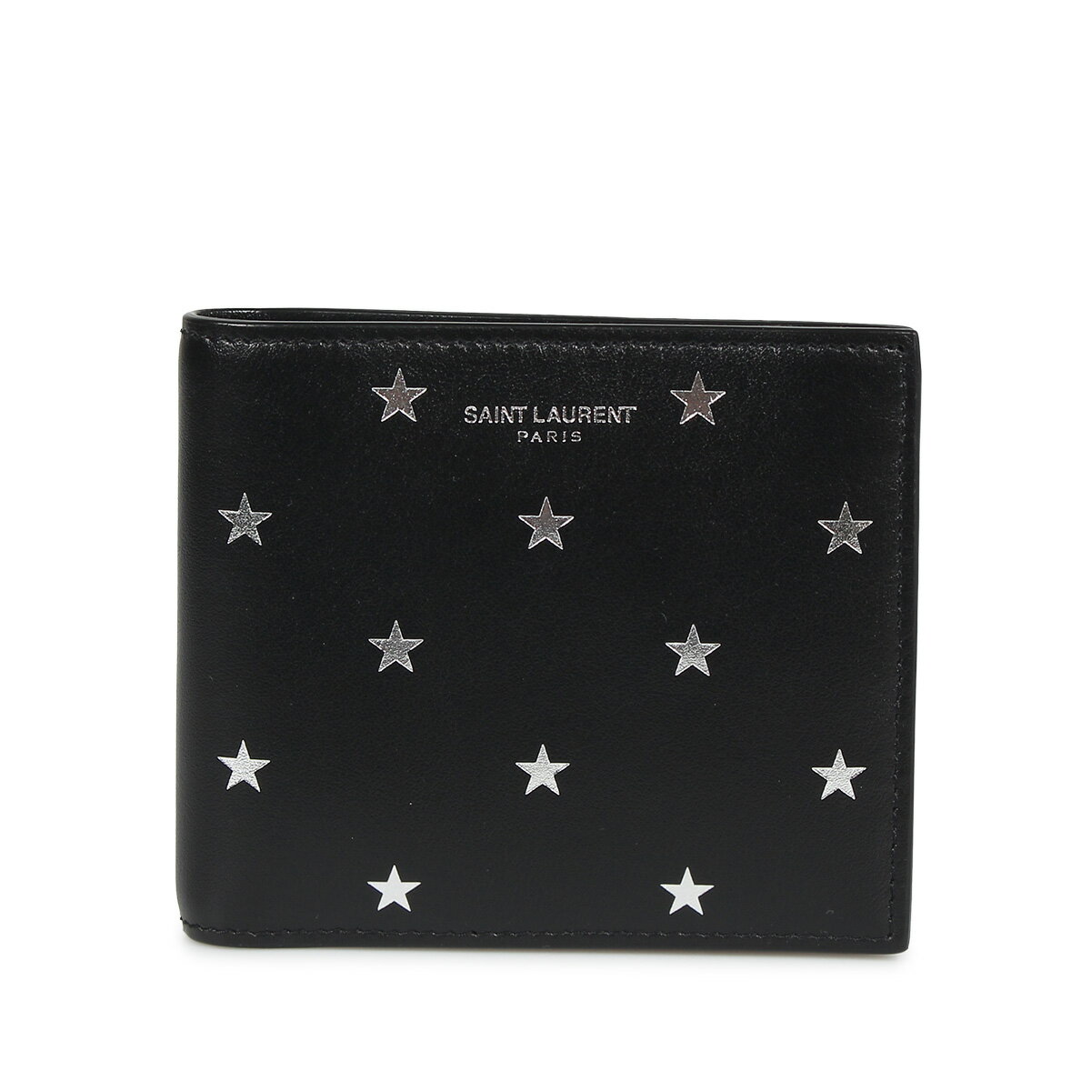 サンローラン プレゼント メンズ（30000円程度） 【最大1000円OFFクーポン配布中】 SAINT LAURENT PARIS STAR PRINT WALLET サンローラン パリ 財布 二つ折り 本革 メンズ レディース ブラック 黒 3963070O7GN