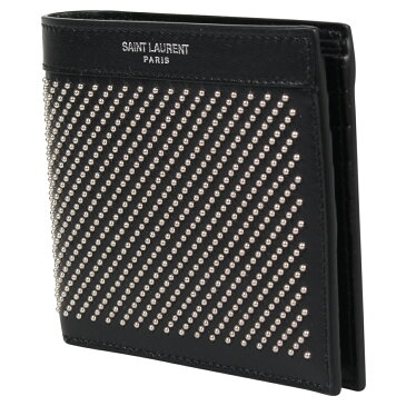 SAINT LAURENT PARIS STUD-EMBELLISHED WALLET サンローラン パリ 財布 二つ折り メンズ ブラック 黒 3613200VGUE