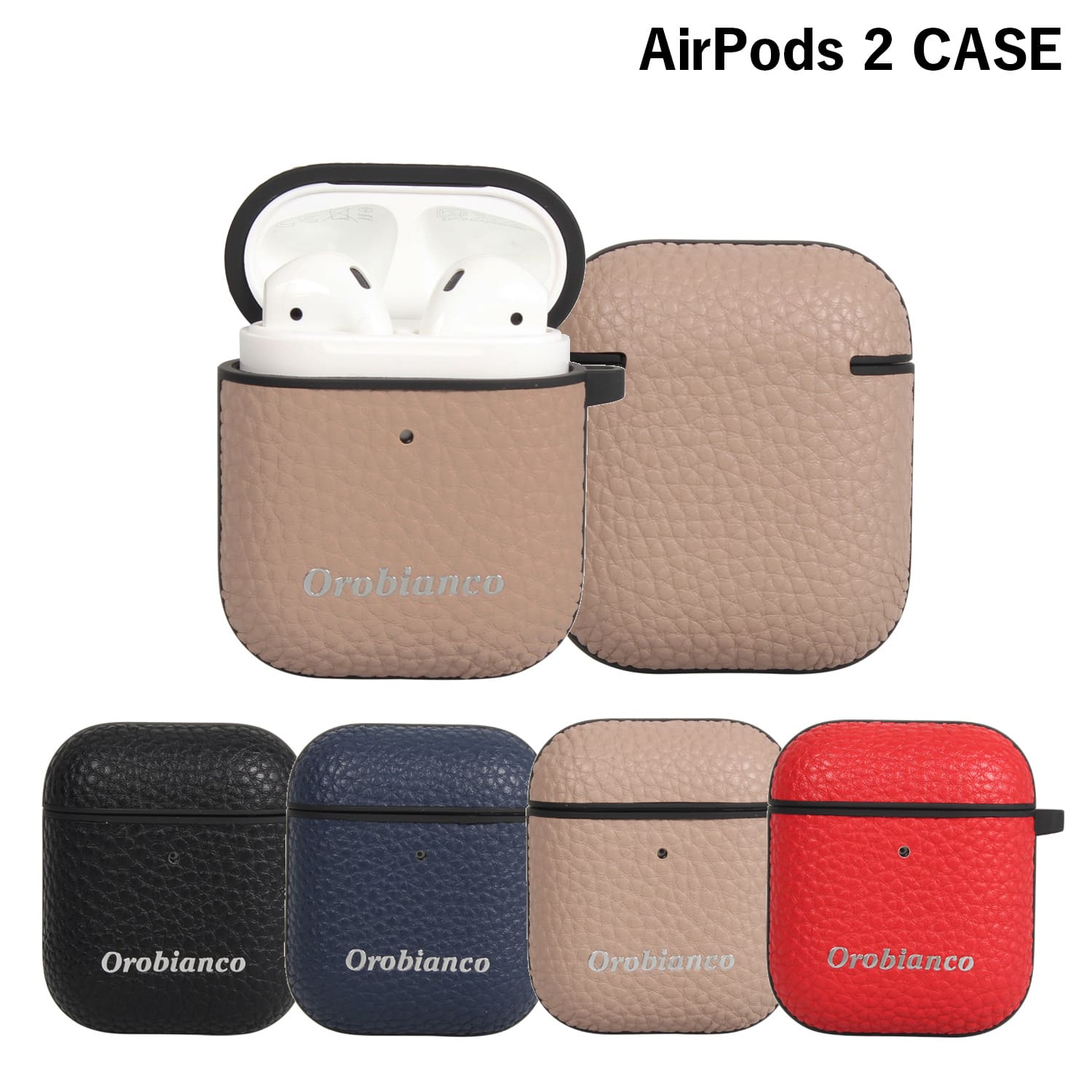 楽天ALLSPORTS【最大1000円OFFクーポン配布中】 Orobianco PU LEATHER AIRPODS CASE オロビアンコ AirPods 2 ケース カバー iPhone アイフォン エアーポッズ メンズ レディース シュリンク ブラック ネイビー グレージュ レッド 黒