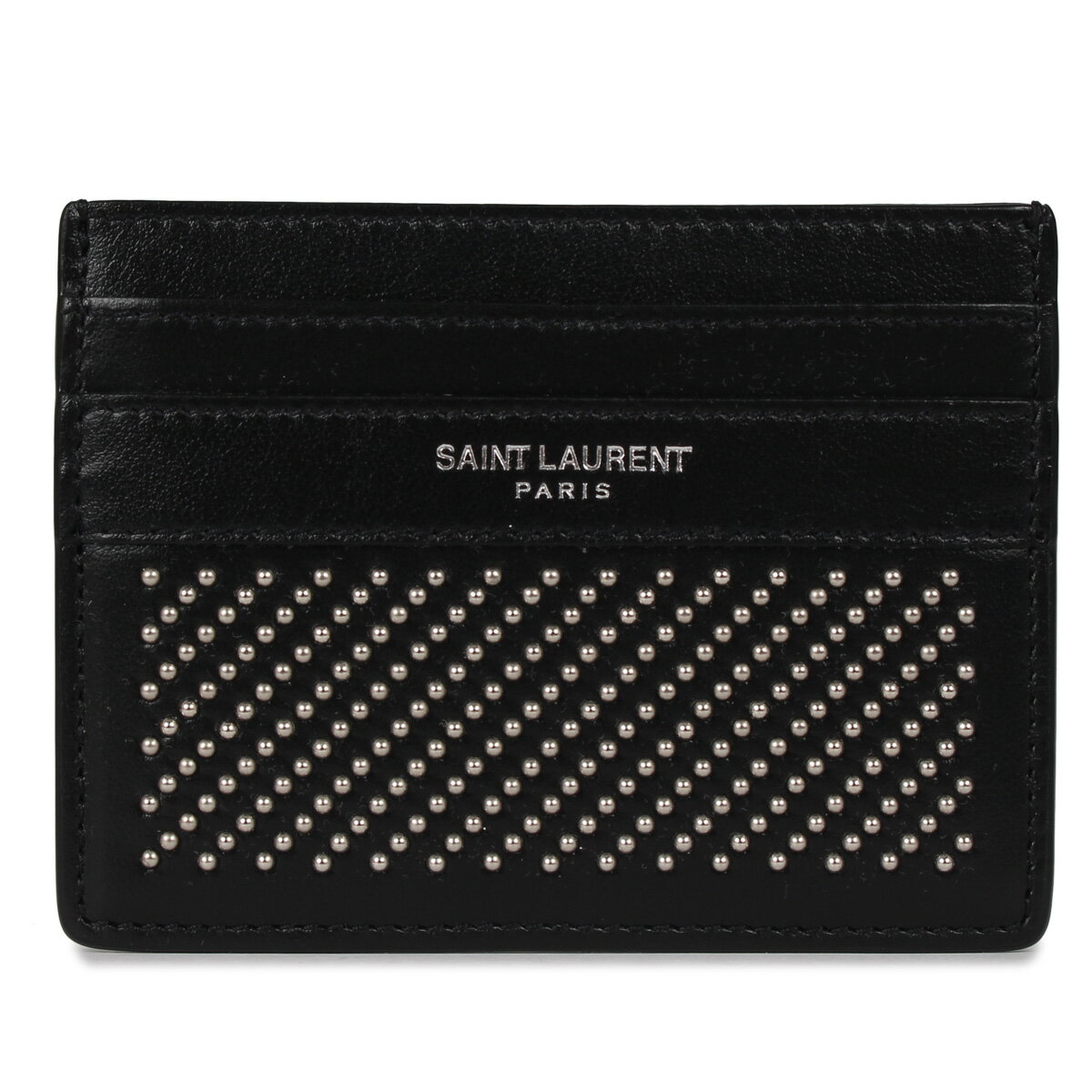 サンローラン パスケース メンズ 【最大1000円OFFクーポン配布中】 SAINT LAURENT PARIS CARD CASE サンローラン パリ パスケース カードケース ID 定期入れ メンズ 本革 スタッズ ブラック 黒 3759490VGUE