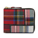  COMME des GARCONS TARTAN PATCHWORK WALLET コムデギャルソン 財布 二つ折り メンズ レディース ラウンドファスナー レッド SA7100TP