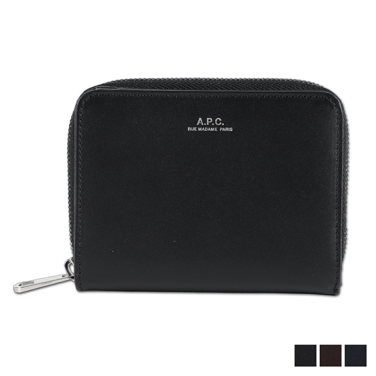 アーペーセー プレゼント メンズ A.P.C. WALLET アーペーセー 財布 二つ折り メンズ レディース ラウンドファスナー ブラック ダーク ブラウン 黒 PXAWV-H63087