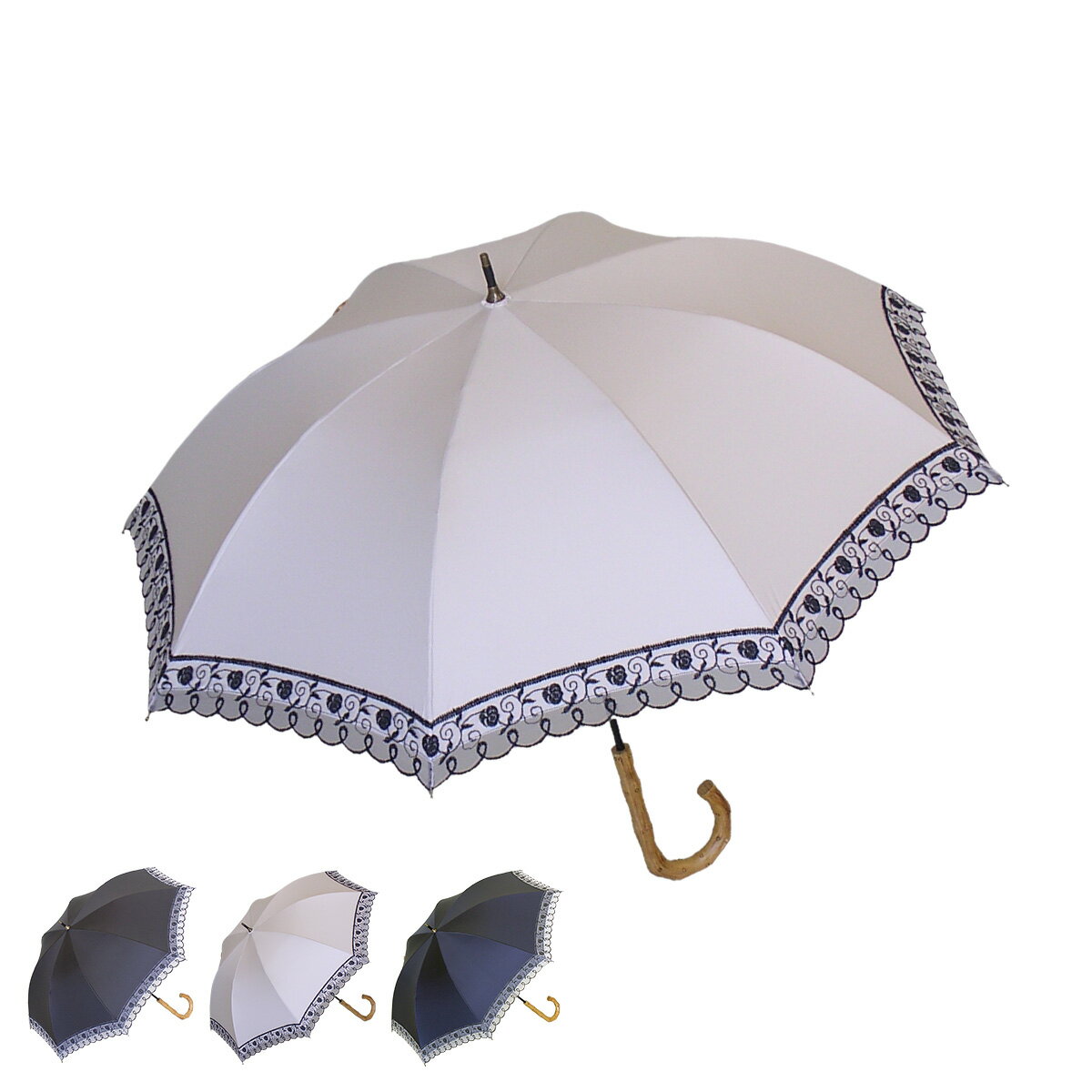 グラスファイバー 日傘 長傘 軽量 ジェニュイン アンブレラ ワークス GENUINE UMBRELLA WORKS 99％UVカット 晴雨兼用 47cm 8本骨 グラスファイバー骨 桜骨 雨傘 遮熱 耐風 雨具 紫外線対策 ブラック オフ ホワイト ネイビー 黒 426 母の日