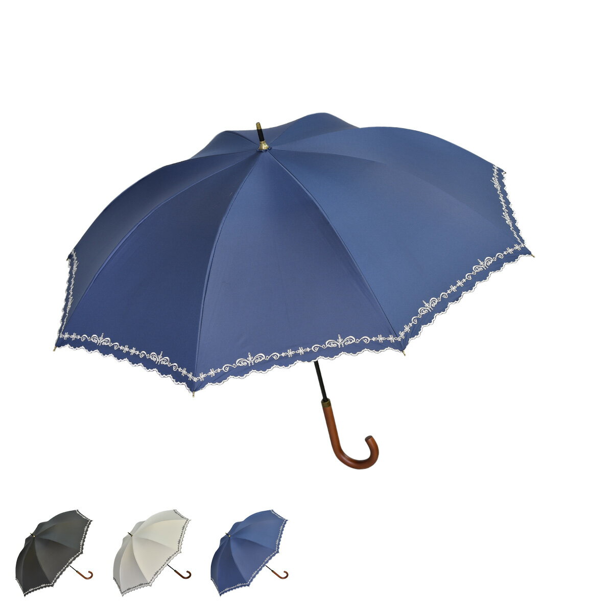 グラスファイバー 【最大1000円OFFクーポン配布中】 日傘 長傘 軽量 ジェニュイン アンブレラ ワークス GENUINE UMBRELLA WORKS レディース 99％UVカット 晴雨兼用 47cm 8本骨 グラスファイバー骨 桜骨 雨傘 傘 遮熱 耐風 雨具 紫外線対策 刺繍 924S 母の日