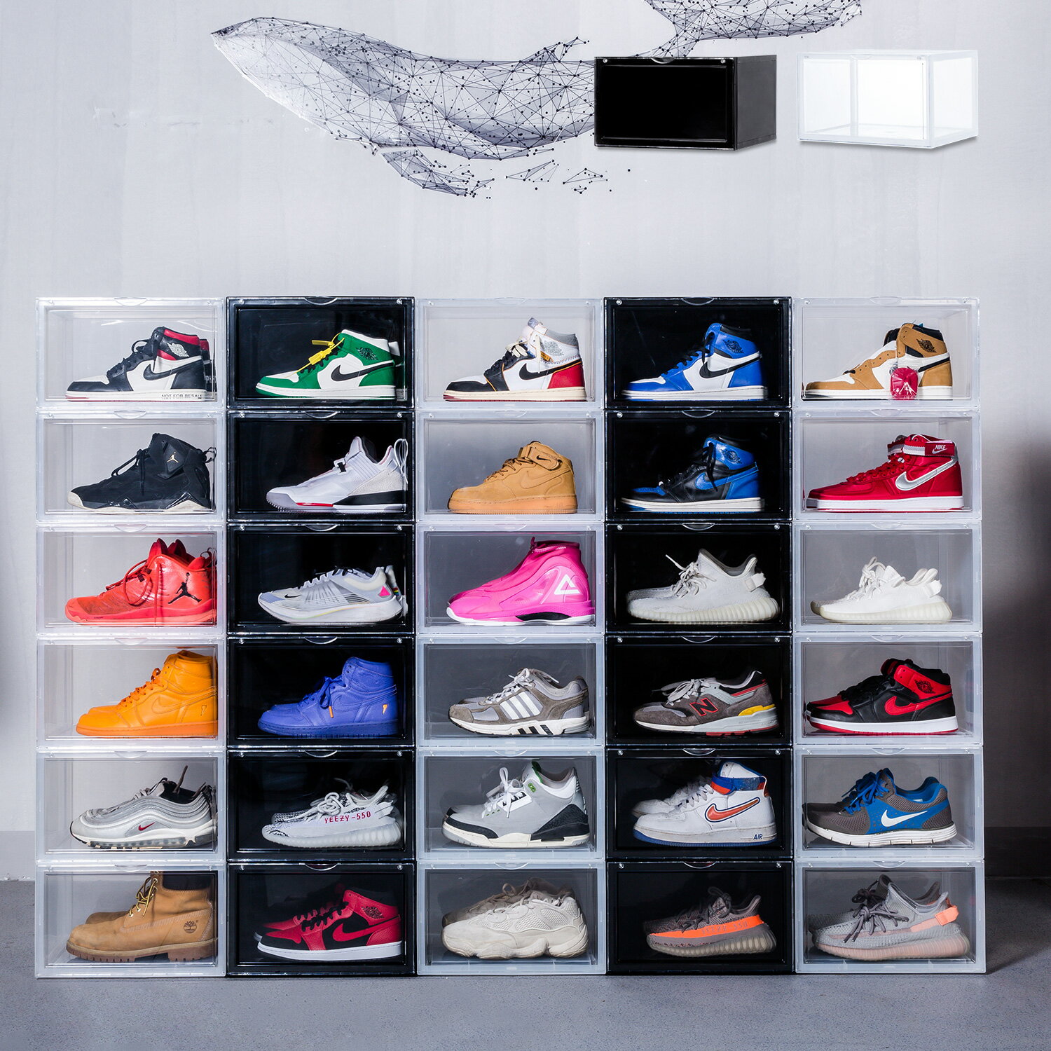 b.c.l ビーシーエル SHOES CASE シューズケース シューズボックス 収納 1足 スリム ブラック クリア 黒 1210