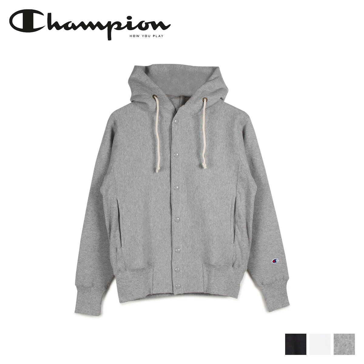  Champion REVERS WEAVE SNAP HOODED SWEATSHIRT チャンピオン パーカー スウェット プルオーバー メンズ ブラック ホワイト グレー 黒 白 C5-E103