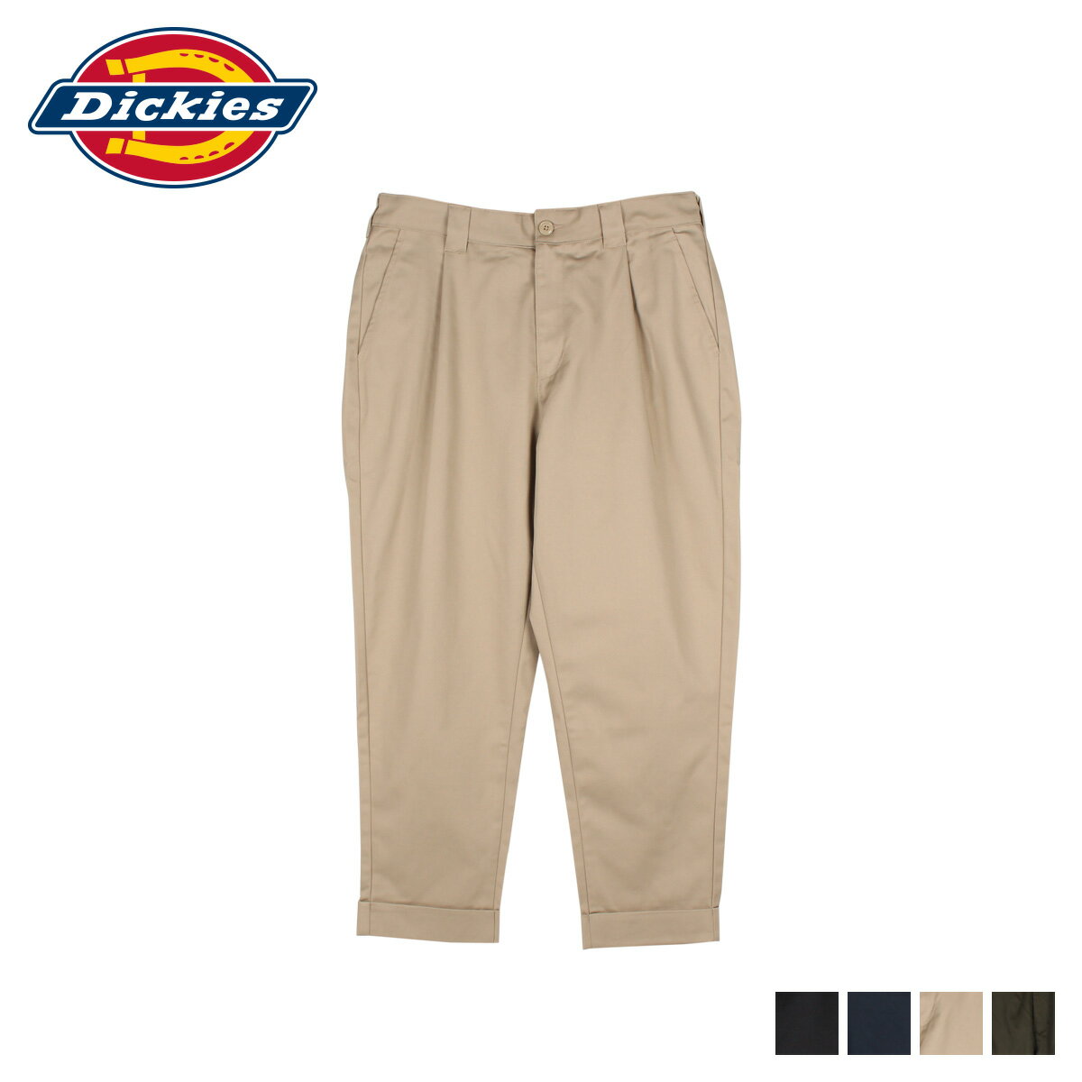 Dickies TWILL PLEAT CHINO PANTS ディッキーズ TCツイル ワークパンツ パンツ チノパン メンズ ブラック ネイビー サンド ベージュ ダーク ネイビー 黒 DK007465