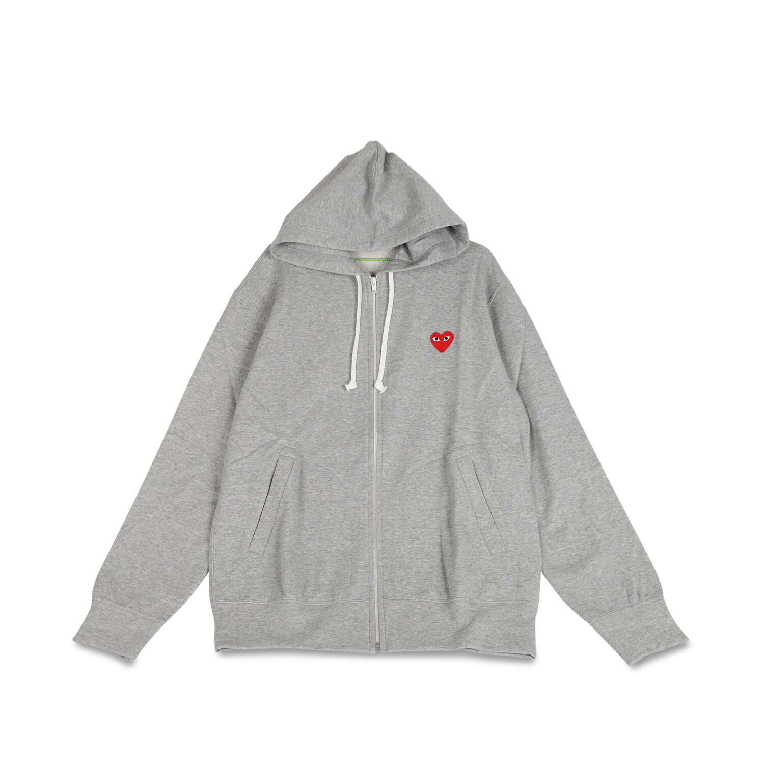 PLAY COMME des GARCONS RED HEART PLAY ZIP HOODED SWEATSHIRT プレイ コムデギャルソン パーカー スウェット フーディー メンズ ジップアップ グレー T168