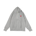 【最大1000円OFFクーポン配布中】 PLAY COMME des GARCONS RED HEART PLAY ZIP HOODED SWEATSHIRT プレイ コムデギャルソン パーカー スウェット フーディー メンズ ジップアップ グレー T168