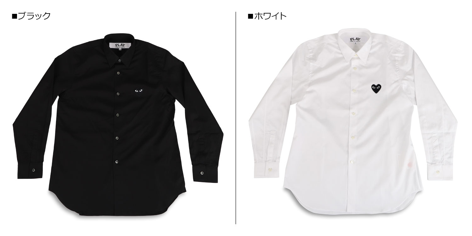 PLAY COMME des GARCONS BLACK HEART PLAY SHIRT プレイ コムデギャルソン シャツ 長袖 メンズ ブラックハート ロゴ ブラック ホワイト 黒 白 B004