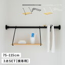 DRAW A LINE ドローアライン つっぱり棒 シェルフ ハンガー 3点セット 伸縮棒 ものほし竿 収納棚 ラック 壁 引っかけ 穴開けない 木製 WALL...