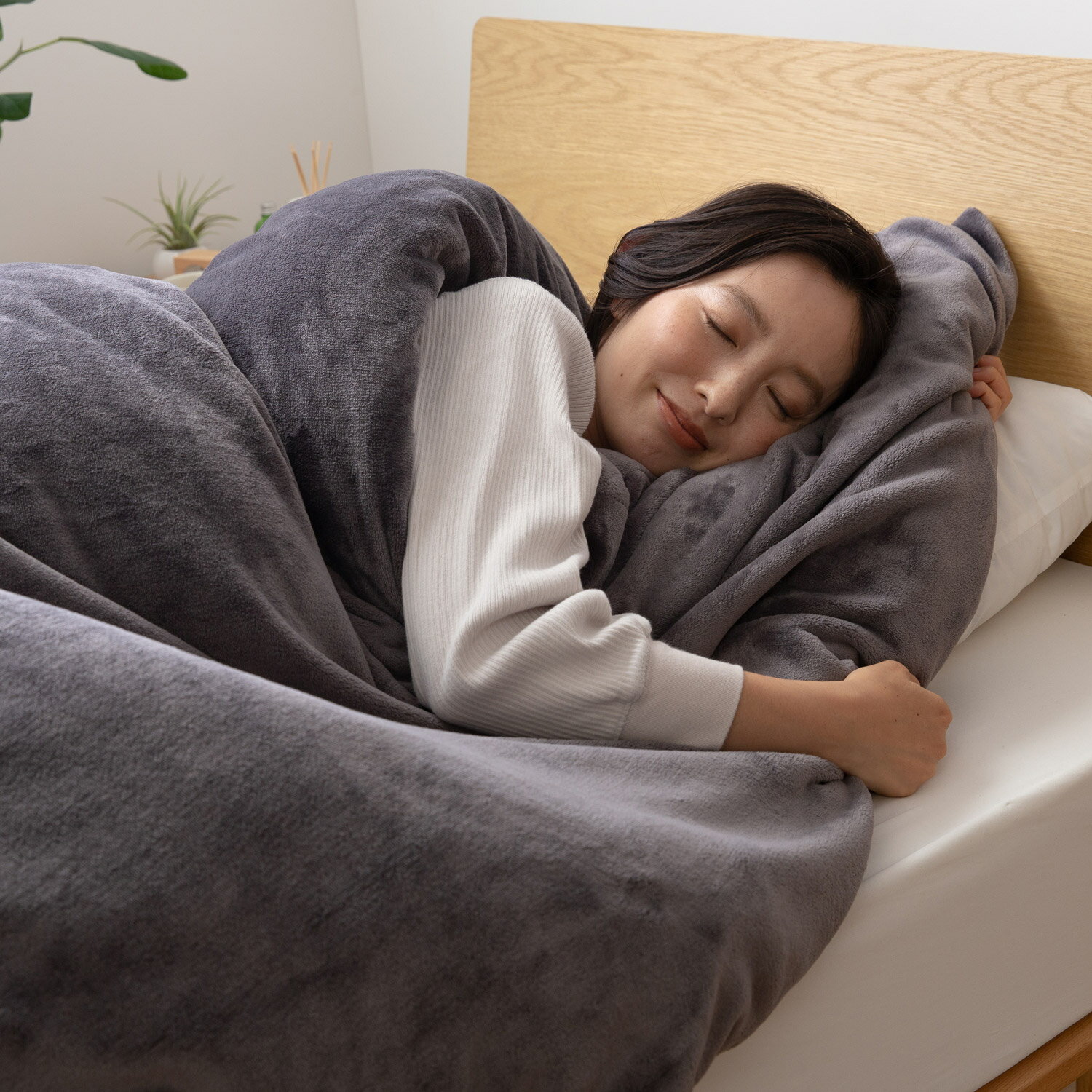 mofua DOUBLE BLANKET 毛布 カバー フリース 2枚合わせ プレミアムマイクロファイバー 寝具 402501