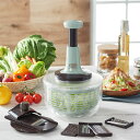 トフィー キッチングッズ Toffy トフィー スライサー 千切り 水切りかご プッシュサラダスピナー スライサーセット PUSH SALAD SPINNER SLICER SET ブルー K-HC10