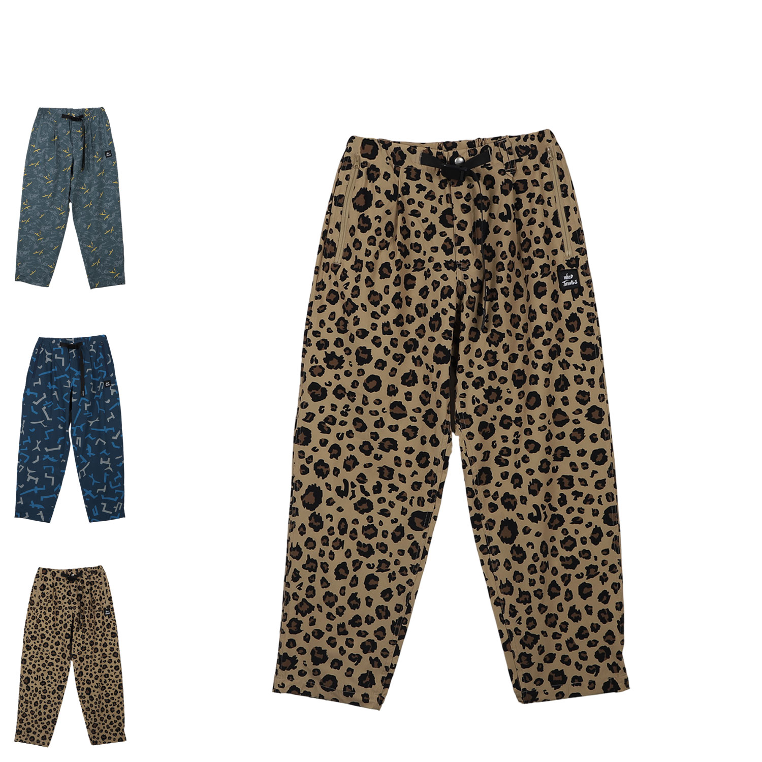 WILD THINGS PRINT LAX PANTS ワイルドシングス パンツ プリントラックス メンズ ブルー グリーン レオパード ヒョウ柄 WT24036AD