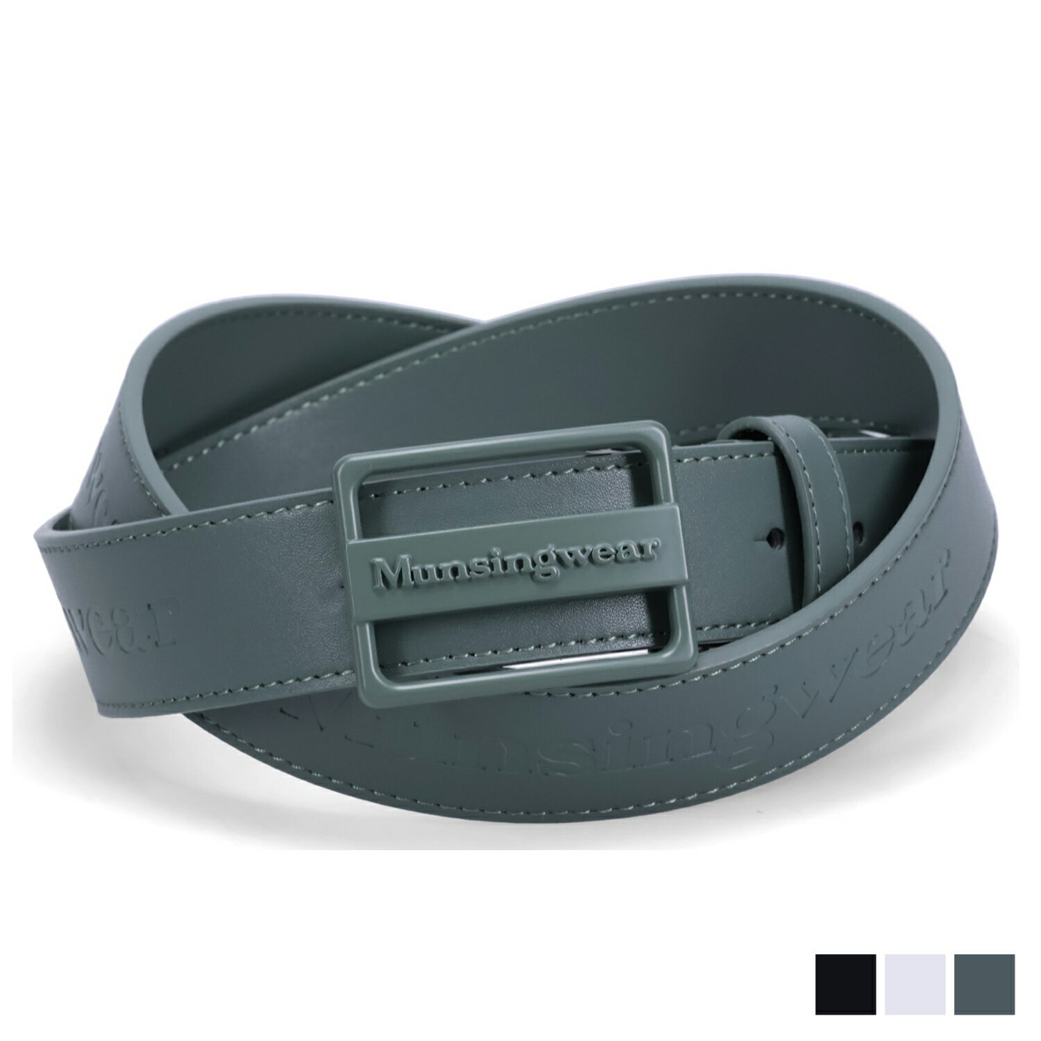 レザーベルト Munsingwear BELT マンシングウェア ベルト レザーベルト メンズ ブラック ホワイト グレー 黒 白 MU-2050123