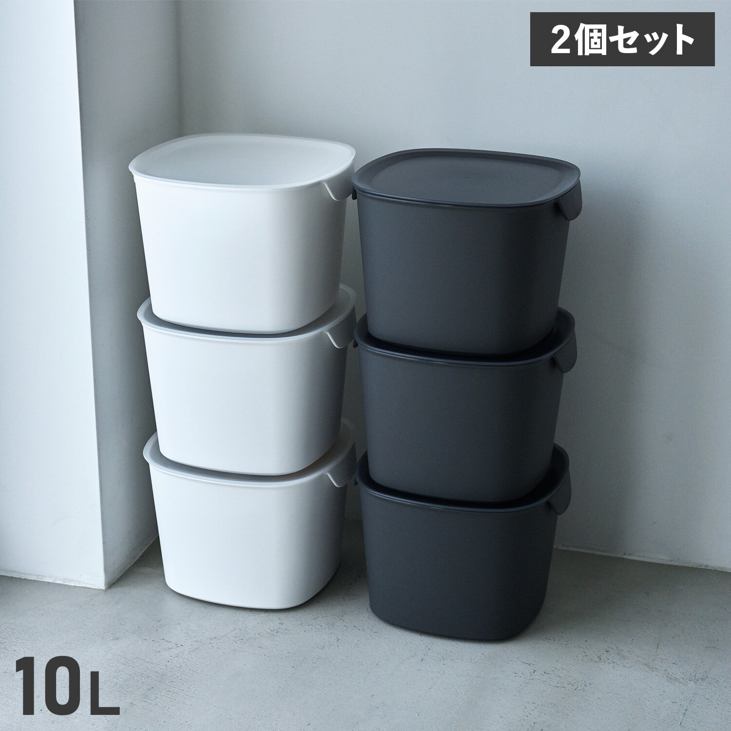 tidy BUCKET CONTAINER ティディ バケットコンテナー 収納ボックス ケース コンテナ 2個セット フタ付き 10L CE-666-201