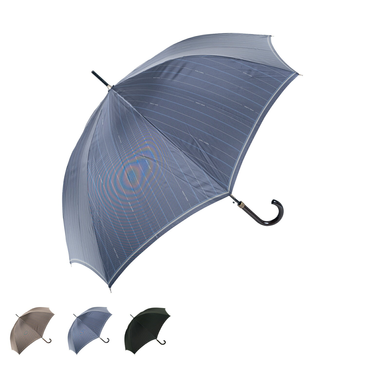 mila schon LONG UMBRELLA ミラショーン 傘 長傘 雨傘 メンズ 65cm 軽量 ストライプ プリント ダーク ブラウン ブルー ダーク グリーン 0042-03